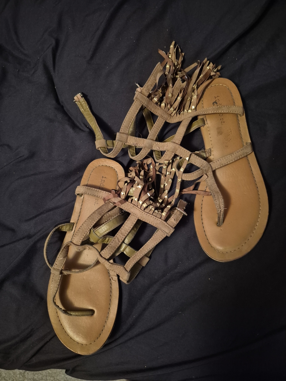 Fringe Gladiator Sandals in Brown - Women's Casual Summer Shoes